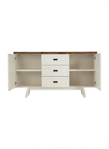 New Elli Wooden Sideboard White/Brown 160x90.5x47cm