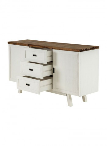 New Elli Wooden Sideboard White/Brown 160x90.5x47cm