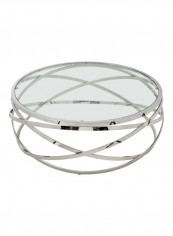 Orbit Round Coffee Table Silver/Clear 105x105x38centimeter