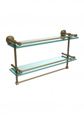 2-Tier Glass Shelf With Towel Bar Clear/Gold 22inch