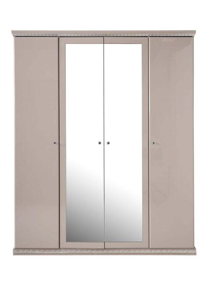 Tiara 4-Door Wardrobe Beige/Clear 181.6x62x219.9cm