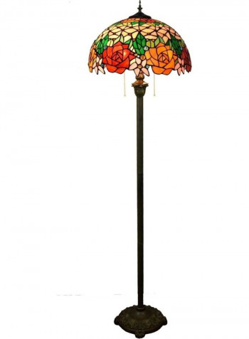 Rose Pattern Glass Lampshade Floor Lamp Multicolour