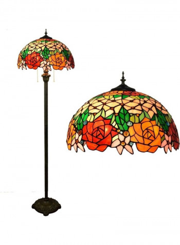 Rose Pattern Glass Lampshade Floor Lamp Multicolour