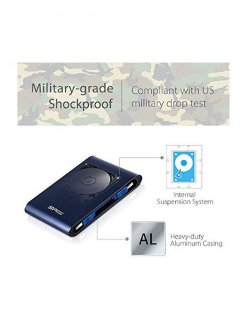 Waterproof External Hard Drive 1TB Blue