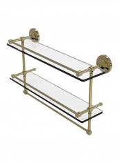 Double Glass Shelf With Towel Bar Gold/Clear 16inch