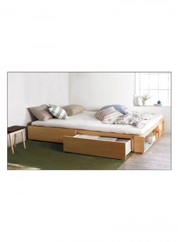 Storage Bed With Mattress Beige 160 x 200centimeter