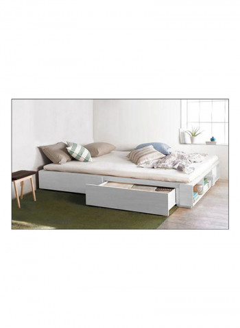 Storage Bed With Mattress White 160 x 200centimeter