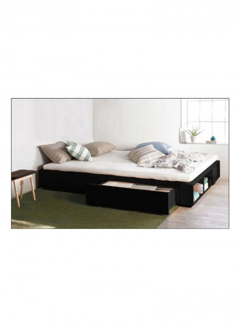 Storage Bed With Mattress Black 160 x 200centimeter