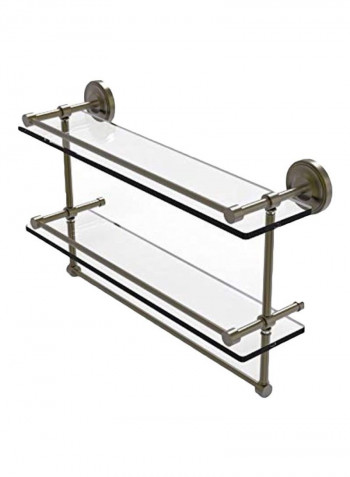Gallery Double Towel Bar Glass Shelf Antique Brass/Clear 22inch