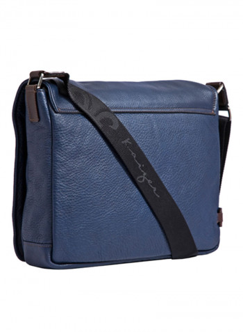 City Leather Messenger Bag Blue