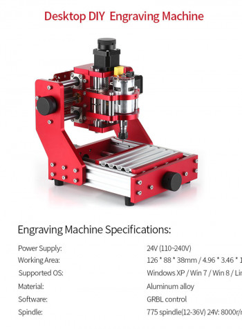 CNC Metal Engraving Wood Milling Machine Red 44.00 X 18.00 X 25.00cm