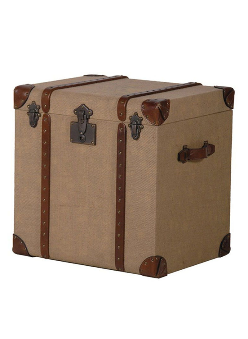 Leather Trunk With Trim Linen Beige/Brown