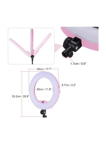 Bi-Colour LED Photography Ring Light White/Pink