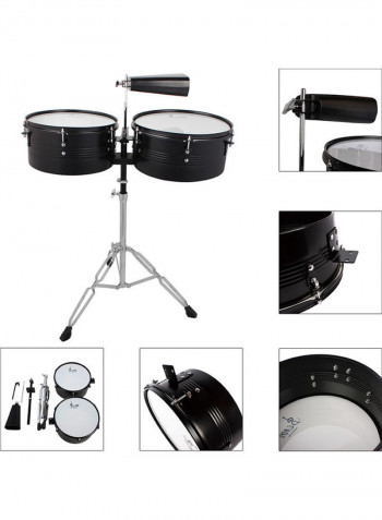 Timbales Drum Set with Stand and Cowbell