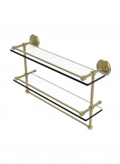2-Tier Wall Mounted Glass Shelf Gold/Clear 22inch