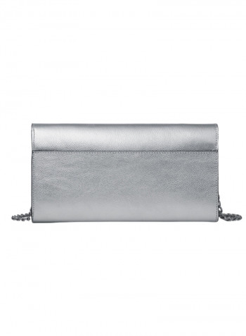Hellen Metallic Strap Detail Shoulder Bag Silver/Black