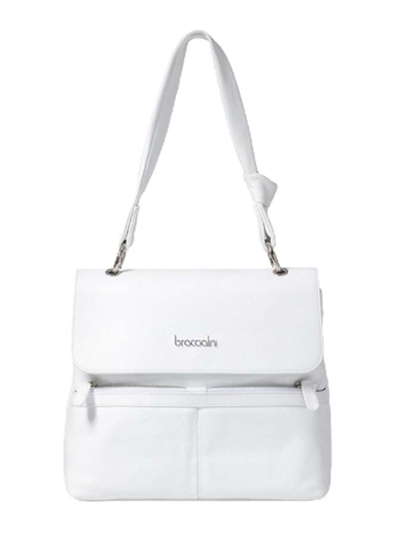 Nora Mini Logo Detail Shoulder Bag White