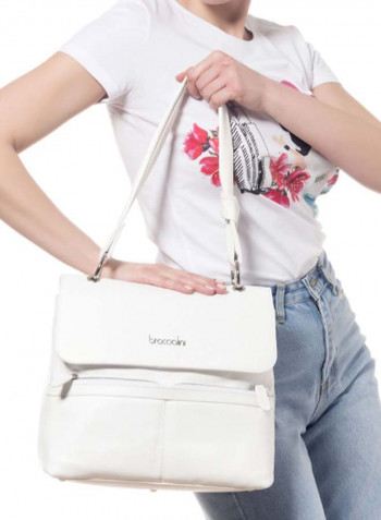 Nora Mini Logo Detail Shoulder Bag White