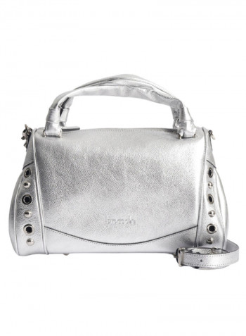 Logo Detail Margot Shoulder Bag Silver