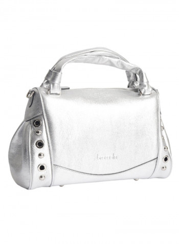 Logo Detail Margot Shoulder Bag Silver