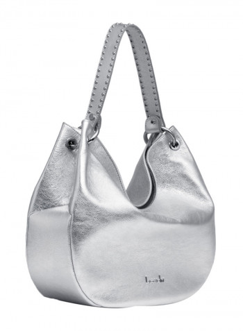 Logo Detail Naomi Shoulder Bag Silver