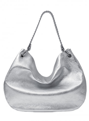 Logo Detail Naomi Shoulder Bag Silver