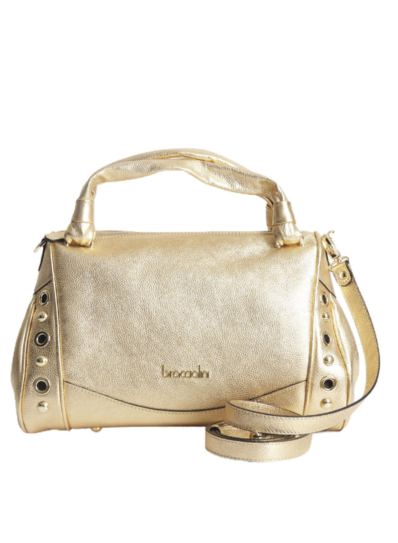 Margot Round Rivet Detail Shoulder Bag Gold