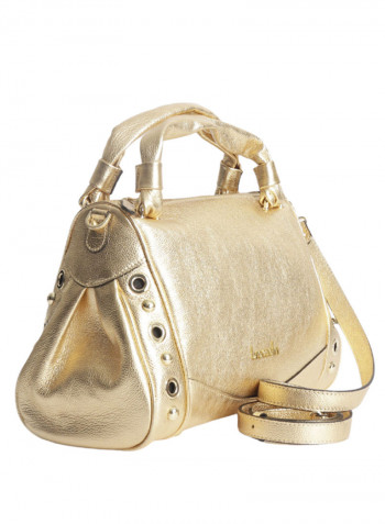 Margot Round Rivet Detail Shoulder Bag Gold