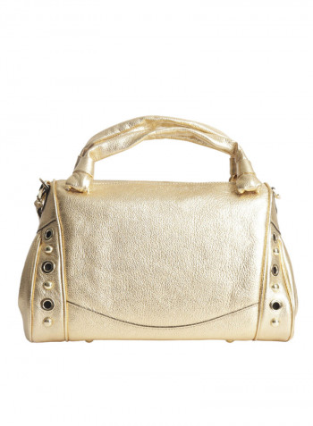 Margot Round Rivet Detail Shoulder Bag Gold