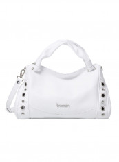 Margot Round Rivet Detail Shoulder Bag White/Silver