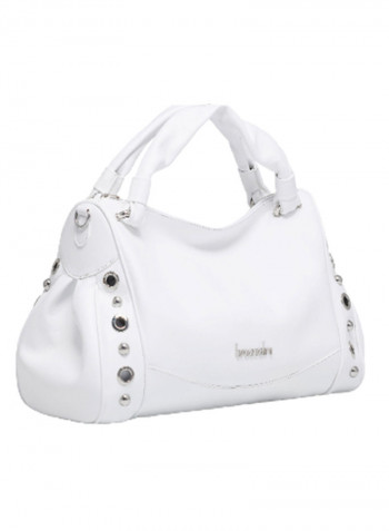 Margot Round Rivet Detail Shoulder Bag White/Silver