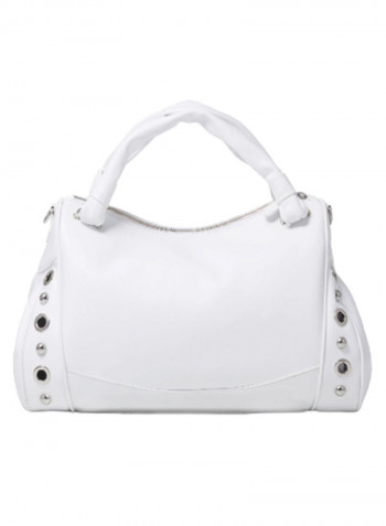 Margot Round Rivet Detail Shoulder Bag White/Silver