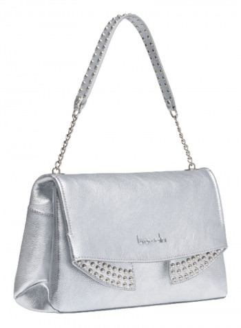 Naomi Chain Detail Shoulder Bag Silver