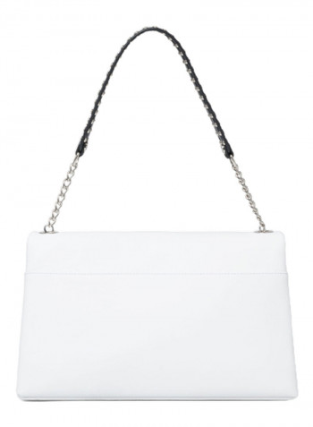 Naomi Chain Detail Shoulder Bag White/Black/Silver