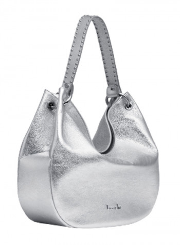 Naomi Logo Detail Shoulder Bag Silver