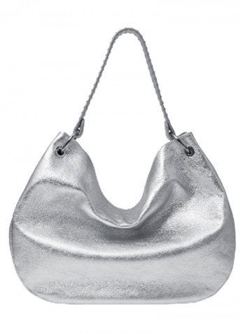 Naomi Logo Detail Shoulder Bag Silver