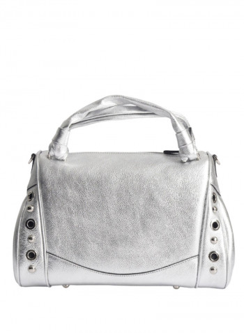 Margot Round Rivet Detail Shoulder Bag Silver