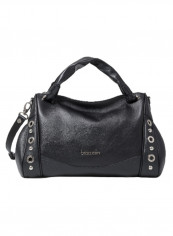 Margot Round Rivet Detail Shoulder Bag Black/Silver