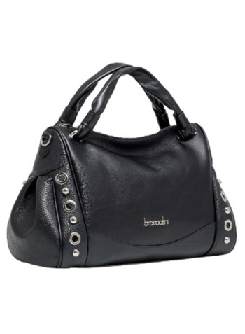 Margot Round Rivet Detail Shoulder Bag Black/Silver