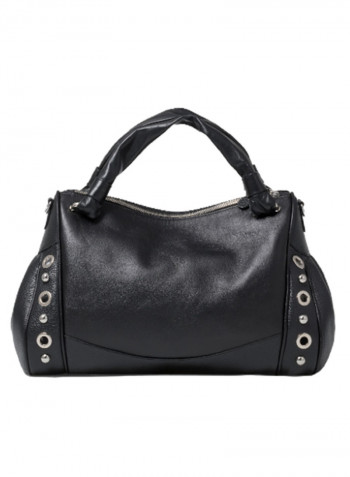 Margot Round Rivet Detail Shoulder Bag Black/Silver