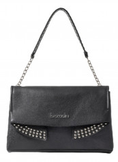 Naomi Round Rivet Detail Shoulder Bag Black/Silver