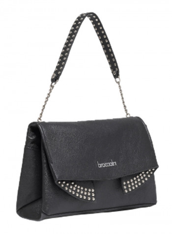 Naomi Round Rivet Detail Shoulder Bag Black/Silver