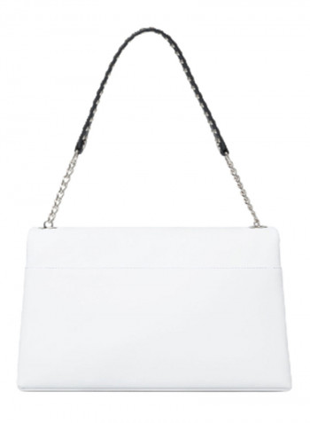 Naomi Round Rivet Detail Shoulder Bag White/Black/Silver
