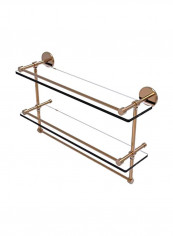 Double Gallery Towel Bar With Glass Shelf Brushed Bronze/Clear 22inch