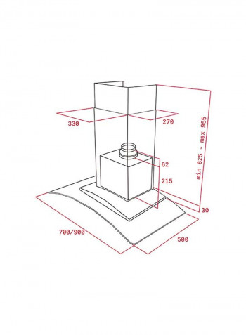 Nc 980 Glass Wing Wall-Mounted Extractor Hood Nc 980 40455332 Silver