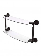 Dottingham Collection Two Tiered Glass Shelf Clear/Black 18inch