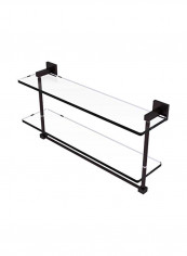 Montero Collection Two Tiered Integrated Towel Bar Glass Shelf Clear/Brown 22inch