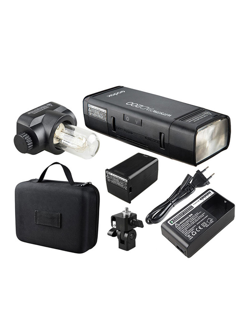AD200 Mini Flash Light With 2 Light Heads DSLR Camera Black