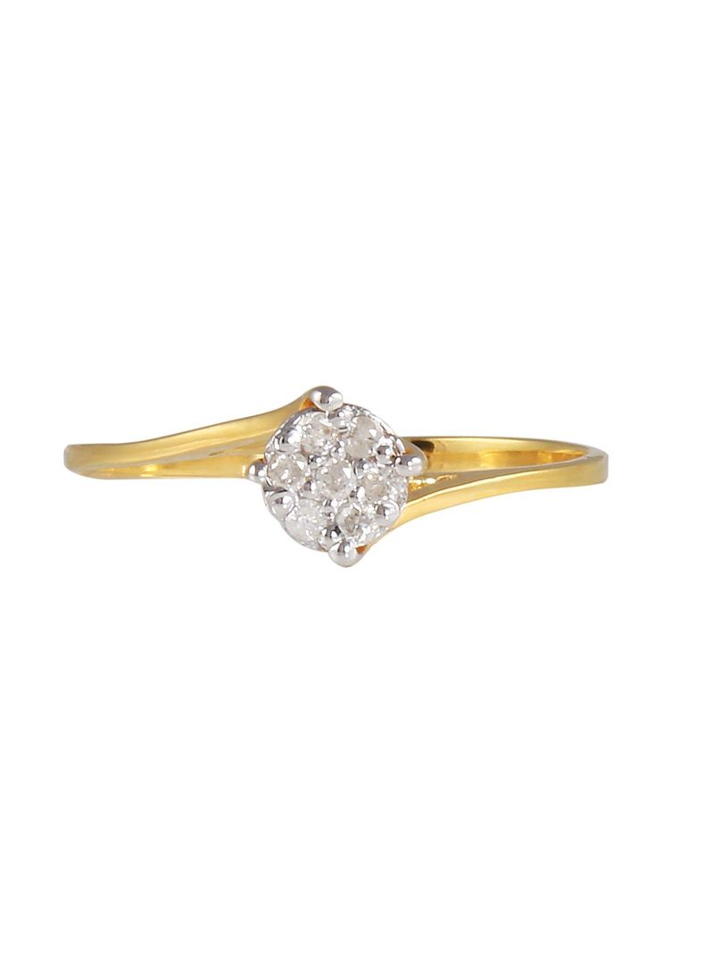 18K Gold 0.07Cts Genuine Diamonds Twisted Solitaire Ring