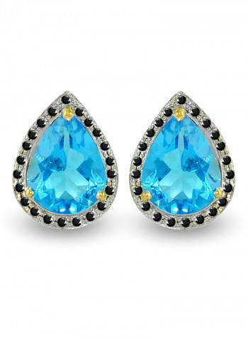 18 Karat Gold 0.24 ct Diamonds Topaz Teardrop Earrings